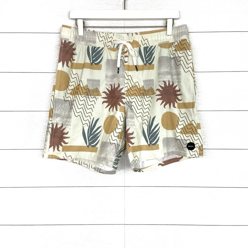 RVCA Atlas Printed Boardshort Swim Shorts Medium Unlined Beach Sun Desert Geo